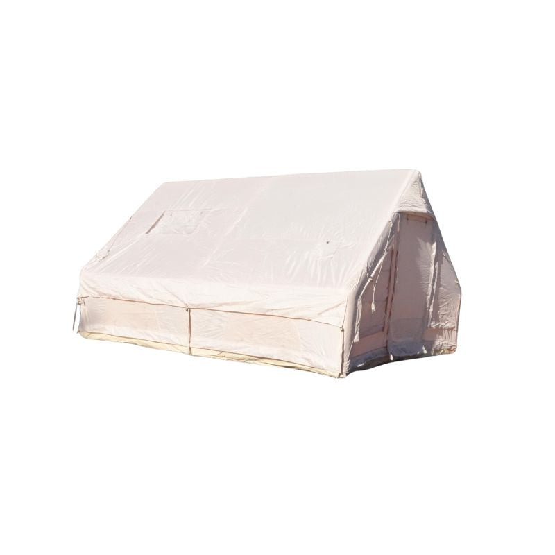 Large 12 square meter inflatable air tent featuring dual oversized skylights and breathable mesh panels, 300D waterproof oxford fabric, 12cm air beams, spacious 6-8 person capacity, perfect quick-setup blow up tent for family camping, glamping, festivals and outdoor adventures – Boertala 2025