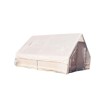 Large 12 square meter inflatable air tent featuring dual oversized skylights and breathable mesh panels, 300D waterproof oxford fabric, 12cm air beams, spacious 6-8 person capacity, perfect quick-setup blow up tent for family camping, glamping, festivals and outdoor adventures – Boertala 2025