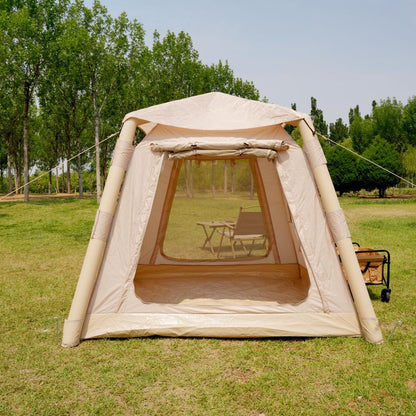 Lightweight beige inflatable glamping tent for 6 people, quick setup air tent

