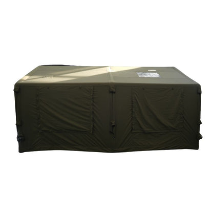 Green camping tent on a white background