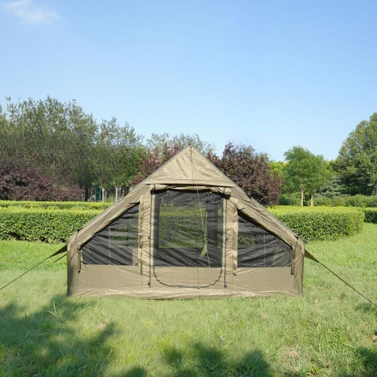 Ultralight Green Inflatable Tent 300D Double U-Doors Skylight