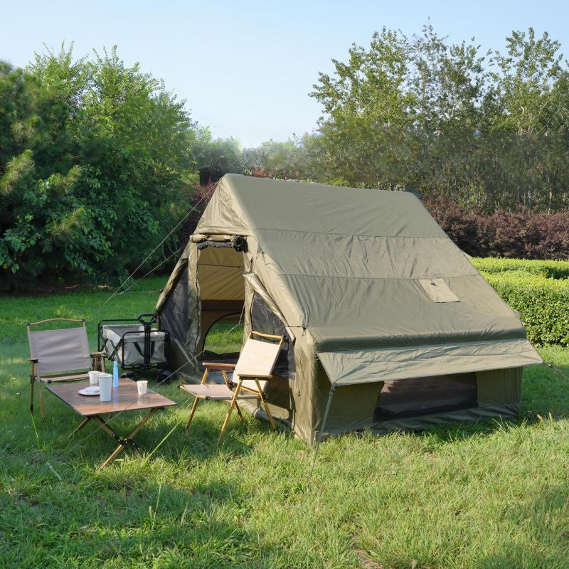 Ultralight Green Inflatable Tent 300D Double U-Doors Skylight