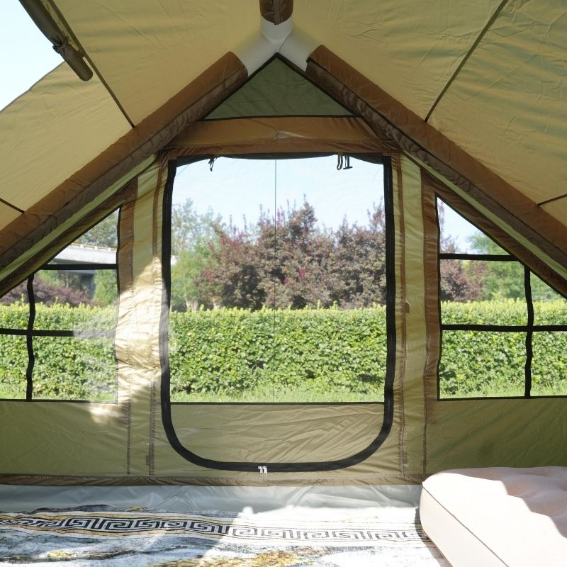 Ultralight Green Inflatable Tent 300D Double U-Doors Skylight