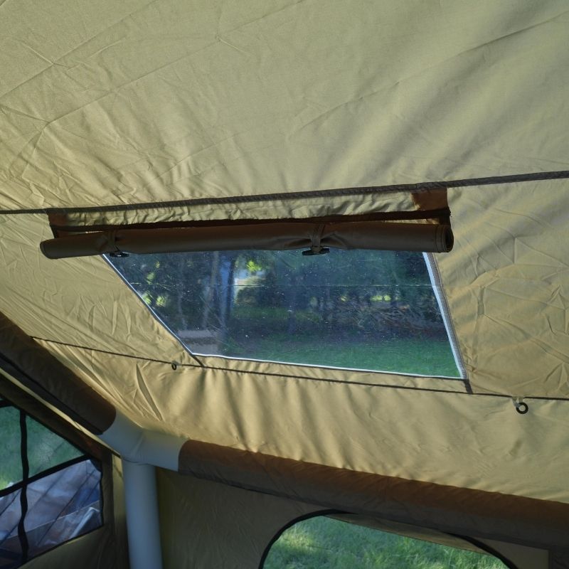 Ultralight Green Inflatable Tent 300D Double U-Doors Skylight