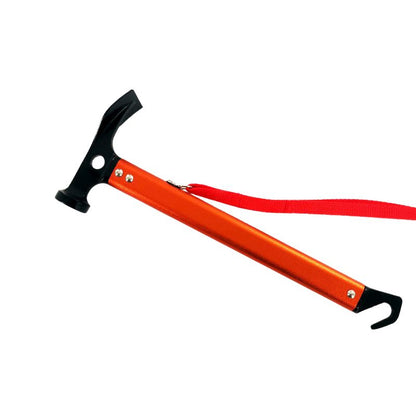 Orange crowbar with a black handle on a white background