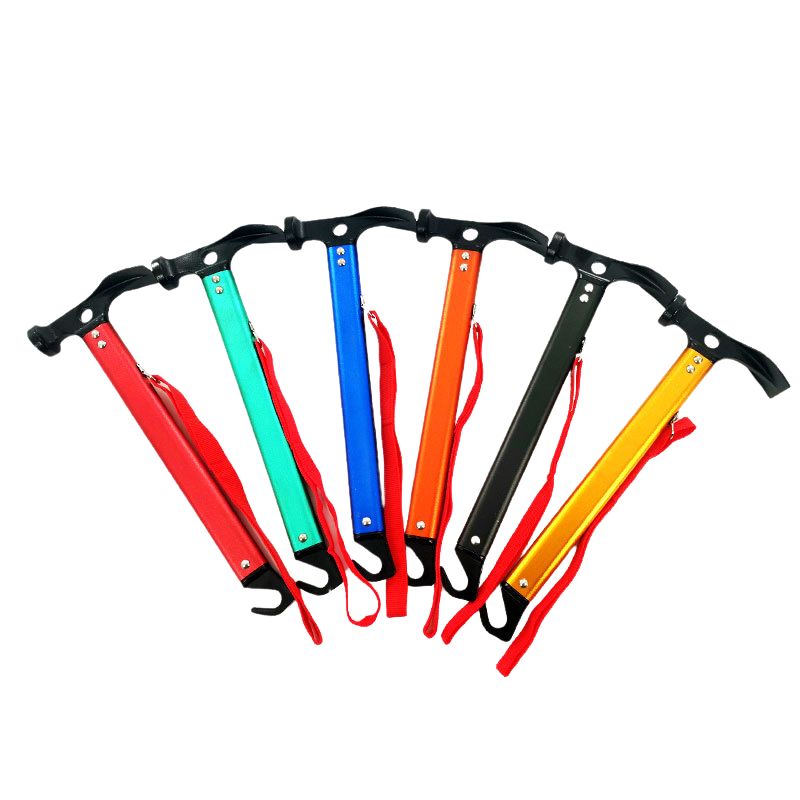 Set of ice axes with colorful handles on a white background