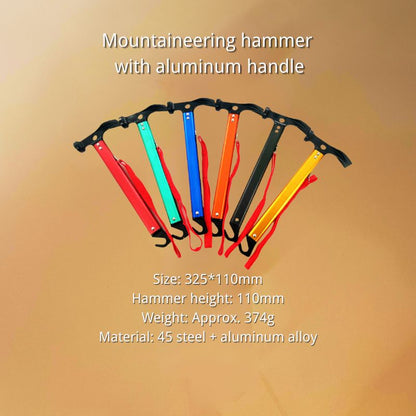 Set of mountaineering hammers with colorful handles on a gradient background