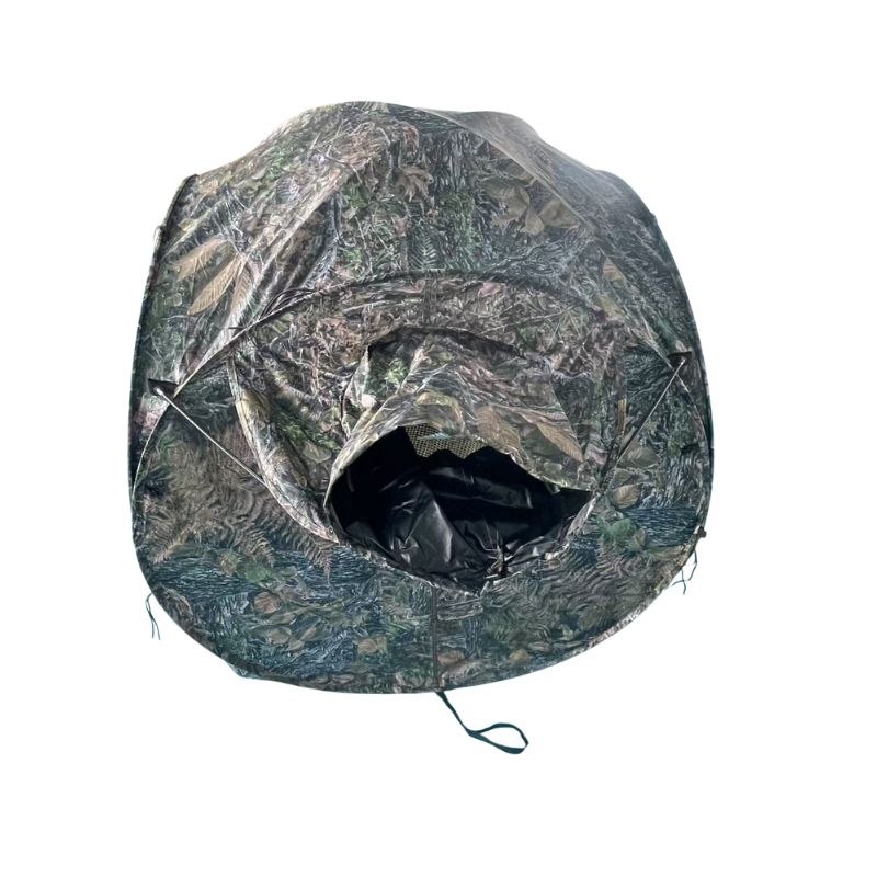 Camouflage-patterned tent on a white background