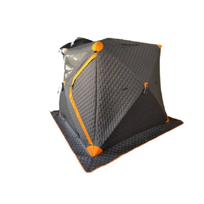 Gray and orange portable tent on a white background