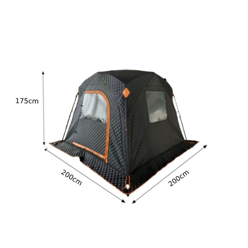Camping tent with dimensions on a white background