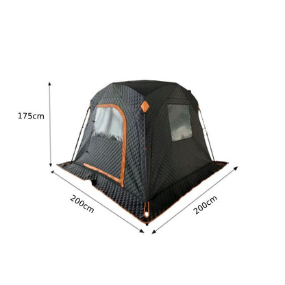 Camping tent with dimensions on a white background