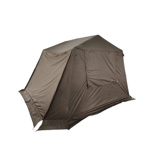 Brown titanium blackout instant ridge cabin tent with quick setup design and full mesh inner on white background