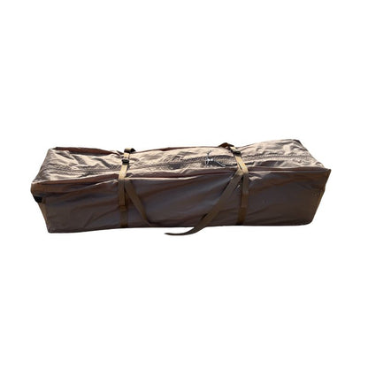 Camouflage-patterned bag with straps on a white background