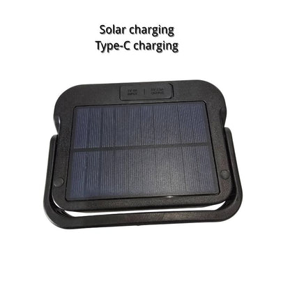 Black solar panel with 'Solar charging' and 'Type-C charging' text on a white background