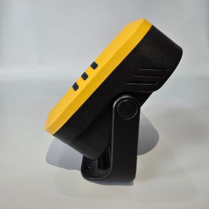 Yellow and black device on a white background