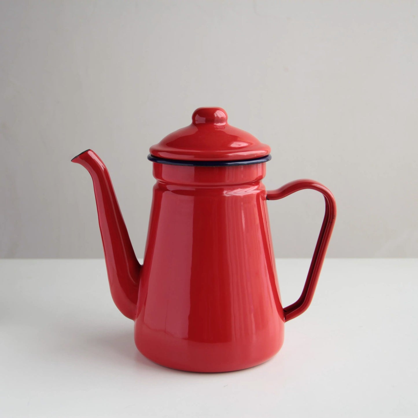 Vintage 1.1L Enamel Gooseneck Coffee Kettle Pot for Outdoor Camping & Home Pour-Over