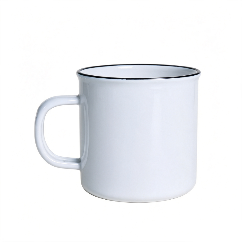 Classic 8cm Handcrafted White Enamel Mug Cup for Outdoor Camping & Office Use