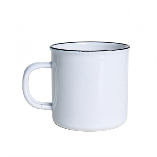 Classic 8cm Handcrafted White Enamel Mug Cup for Outdoor Camping & Office Use